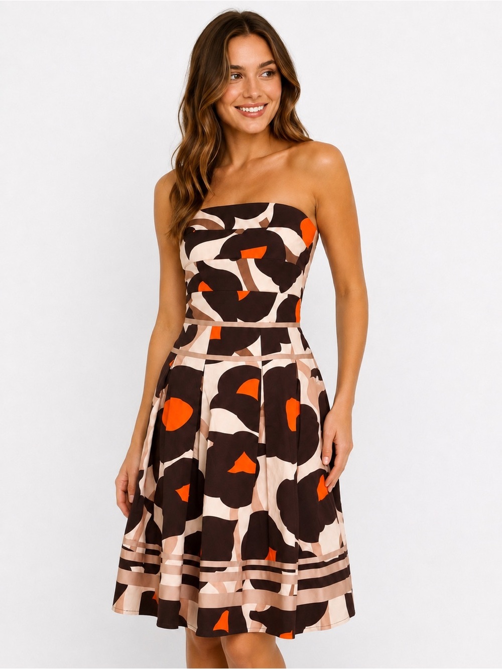 🆕 Kay Unger New York Strapless Abstract Print Dress | Size 6 | NWT
